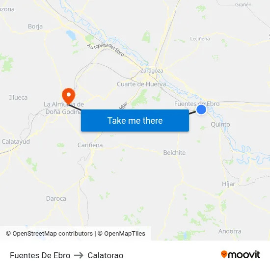 Fuentes De Ebro to Calatorao map