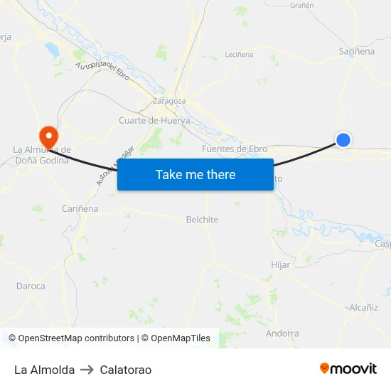 La Almolda to Calatorao map