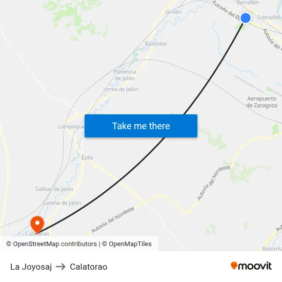 La Joyosaj to Calatorao map
