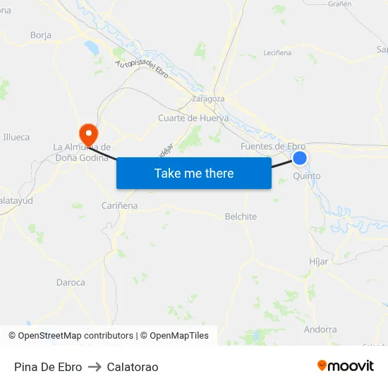 Pina De Ebro to Calatorao map