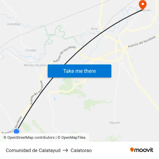 Comunidad de Calatayud to Calatorao map
