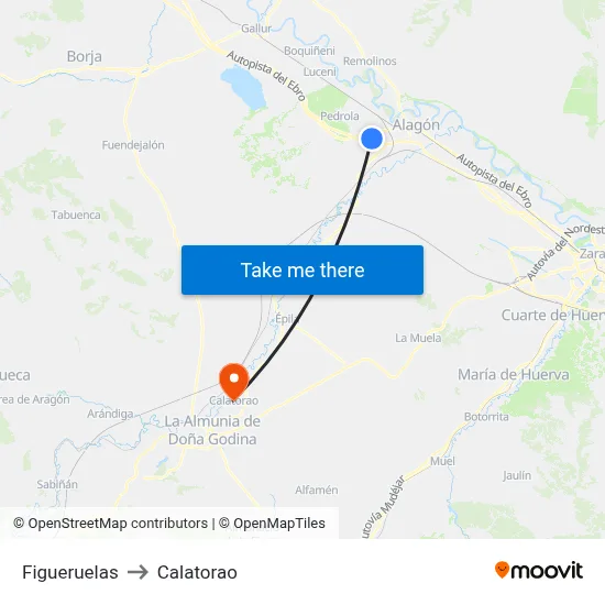 Figueruelas to Calatorao map