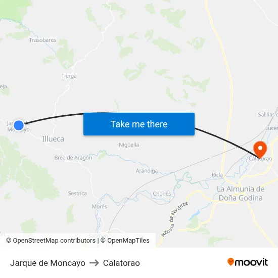 Jarque de Moncayo to Calatorao map