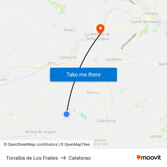 Torralba de Los Frailes to Calatorao map