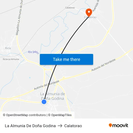 La Almunia De Doña Godina to Calatorao map