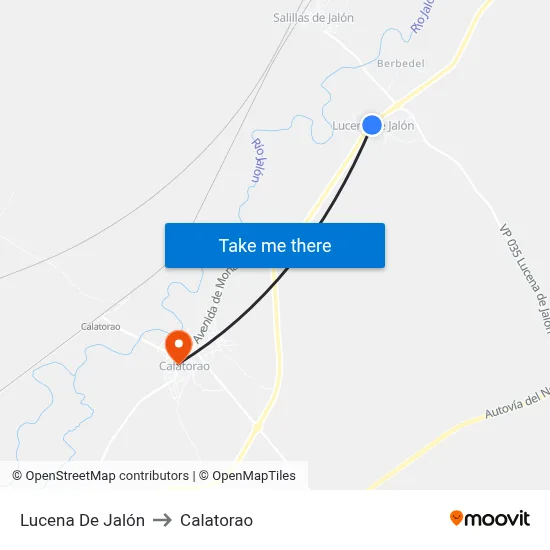Lucena De Jalón to Calatorao map