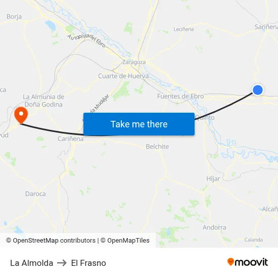 La Almolda to El Frasno map
