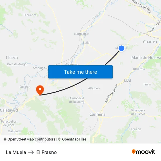 La Muela to El Frasno map