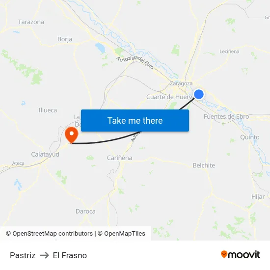 Pastriz to El Frasno map