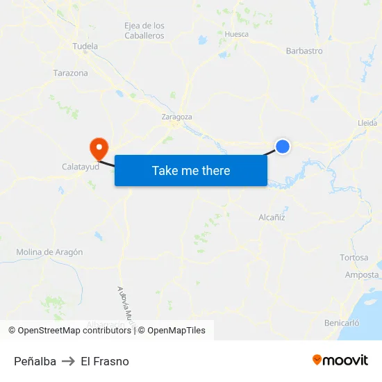 Peñalba to El Frasno map
