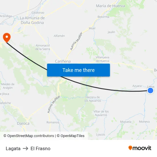 Lagata to El Frasno map