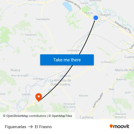 Figueruelas to El Frasno map