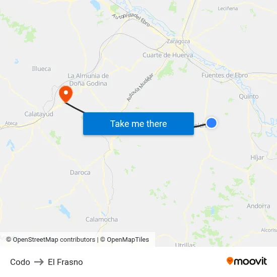 Codo to El Frasno map