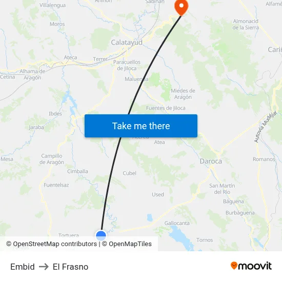 Embid to El Frasno map