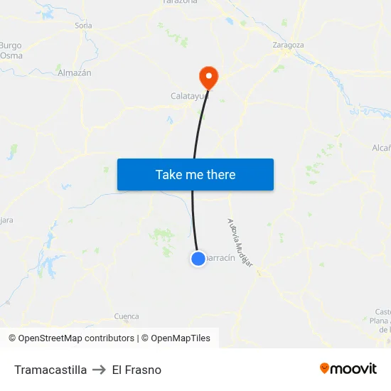 Tramacastilla to El Frasno map