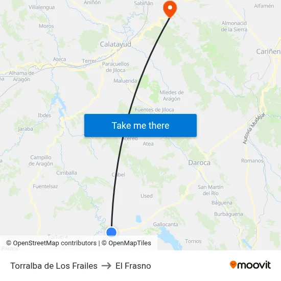 Torralba de Los Frailes to El Frasno map
