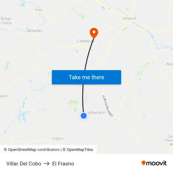 Villar Del Cobo to El Frasno map