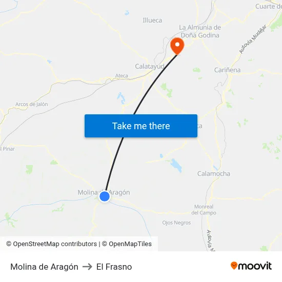 Molina de Aragón to El Frasno map