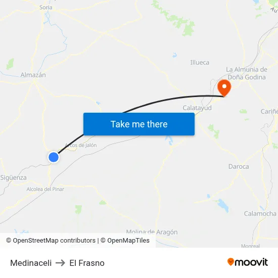 Medinaceli to El Frasno map