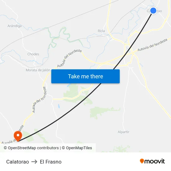 Calatorao to El Frasno map