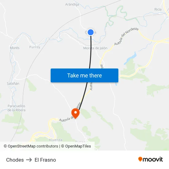 Chodes to El Frasno map