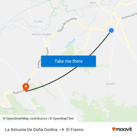 La Almunia De Doña Godina to El Frasno map