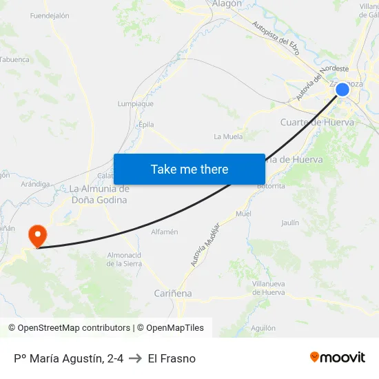 Pº María Agustín, 2-4 to El Frasno map