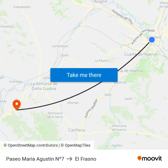 Paseo Maria Agustin Nº7 to El Frasno map