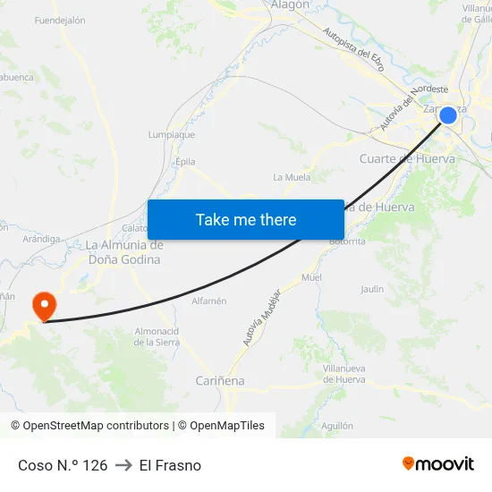 Coso N.º 126 to El Frasno map