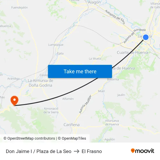 Don Jaime I / Plaza de La Seo to El Frasno map