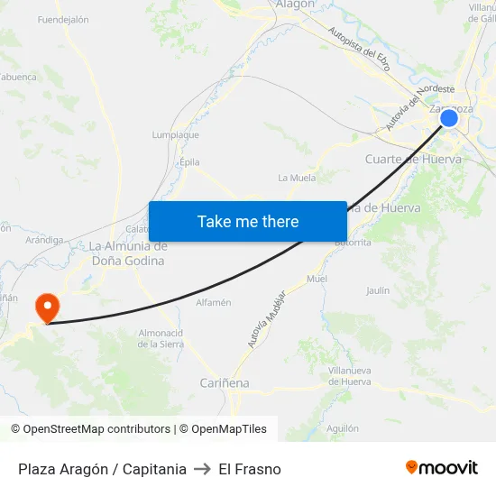 Plaza Aragón / Capitania to El Frasno map