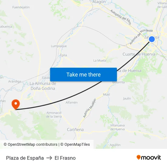 Plaza de España to El Frasno map