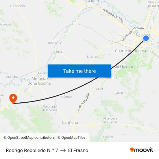 Rodrigo Rebolledo N.º 7 to El Frasno map