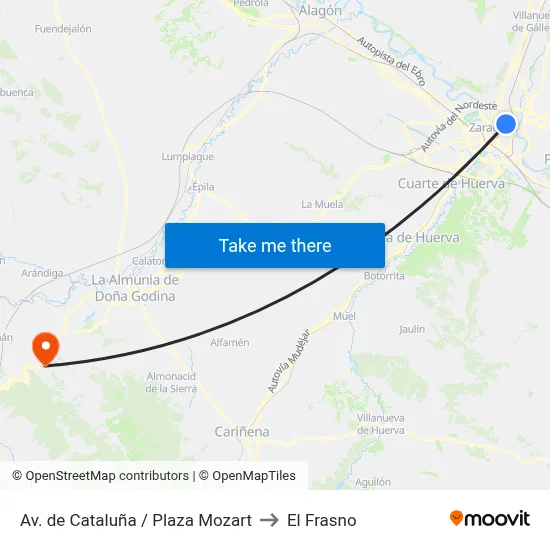 Av. de Cataluña / Plaza Mozart to El Frasno map