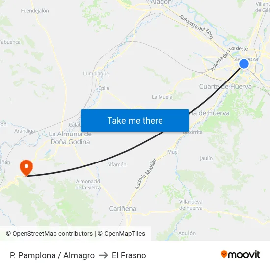P. Pamplona / Almagro to El Frasno map