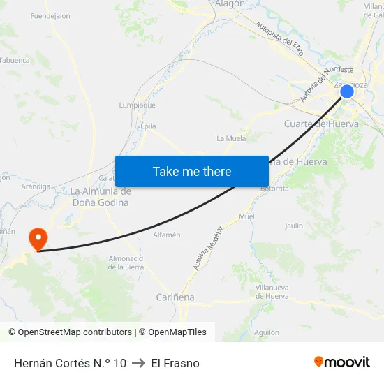 Hernán Cortés N.º 10 to El Frasno map