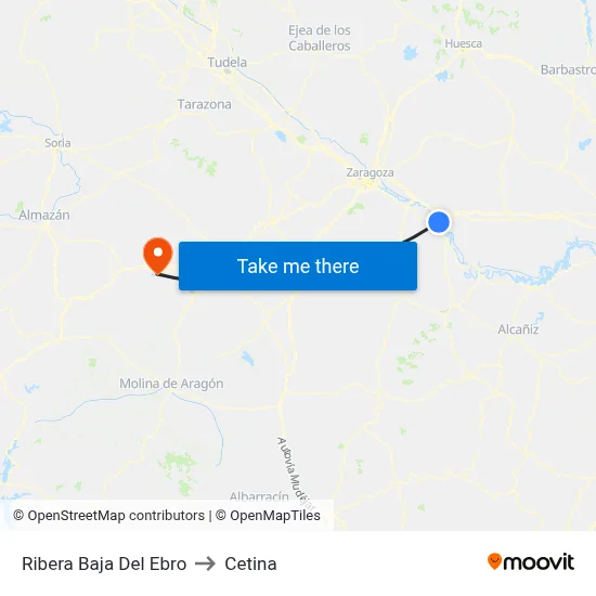 Ribera Baja Del Ebro to Cetina map