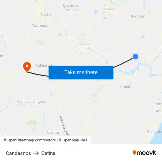 Candasnos to Cetina map