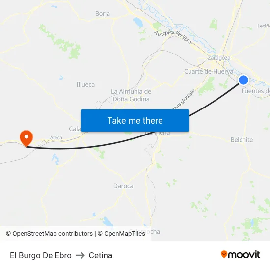El Burgo De Ebro to Cetina map