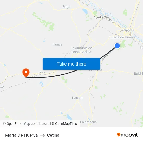 María De Huerva to Cetina map