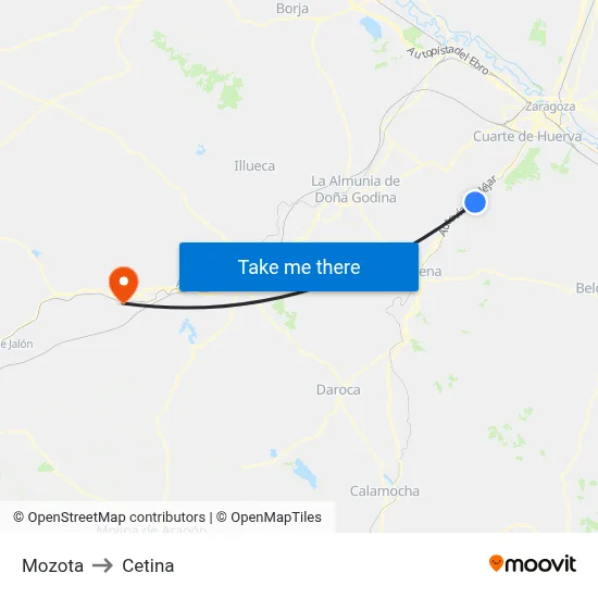 Mozota to Cetina map