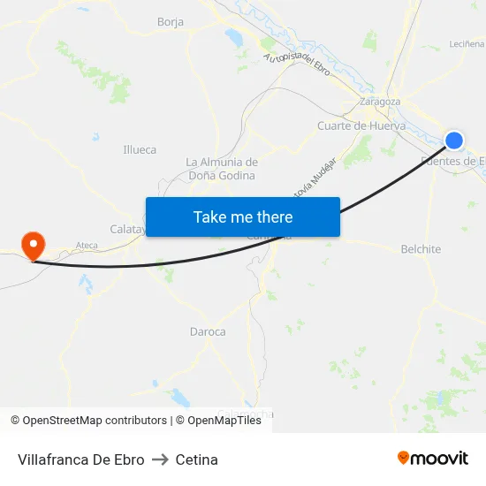 Villafranca De Ebro to Cetina map