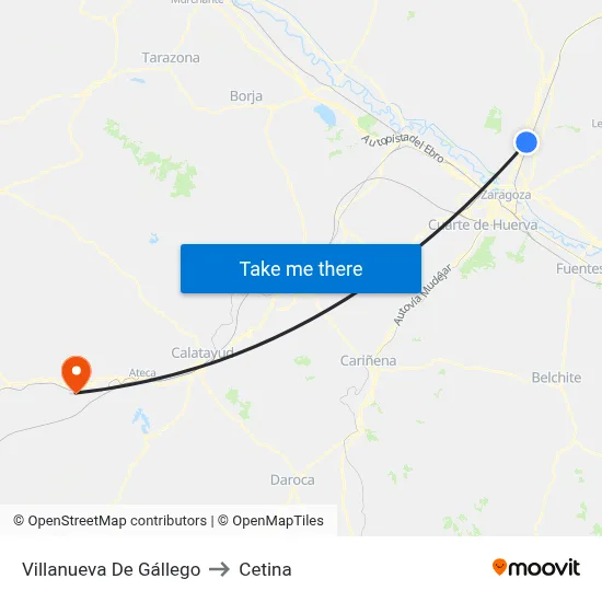 Villanueva De Gállego to Cetina map