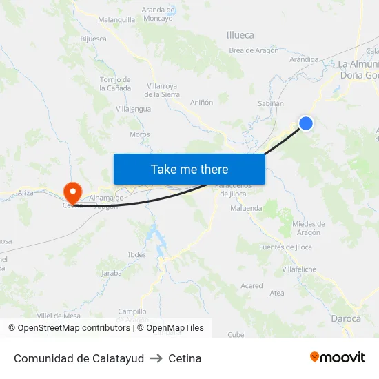 Comunidad de Calatayud to Cetina map