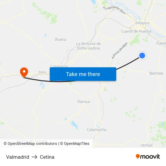 Valmadrid to Cetina map