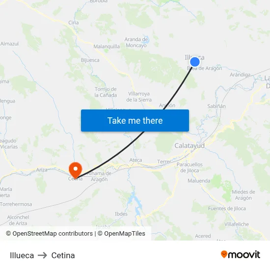 Illueca to Cetina map