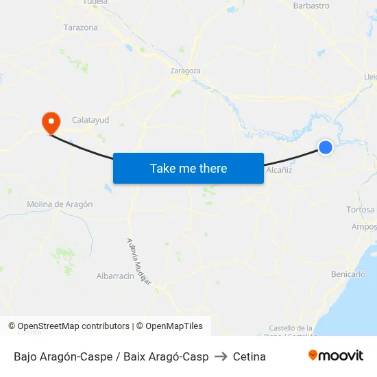 Bajo Aragón-Caspe / Baix Aragó-Casp to Cetina map