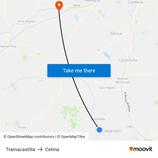Tramacastilla to Cetina map