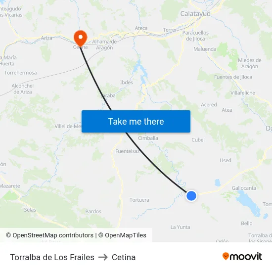 Torralba de Los Frailes to Cetina map