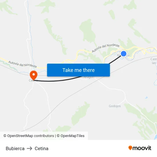 Bubierca to Cetina map